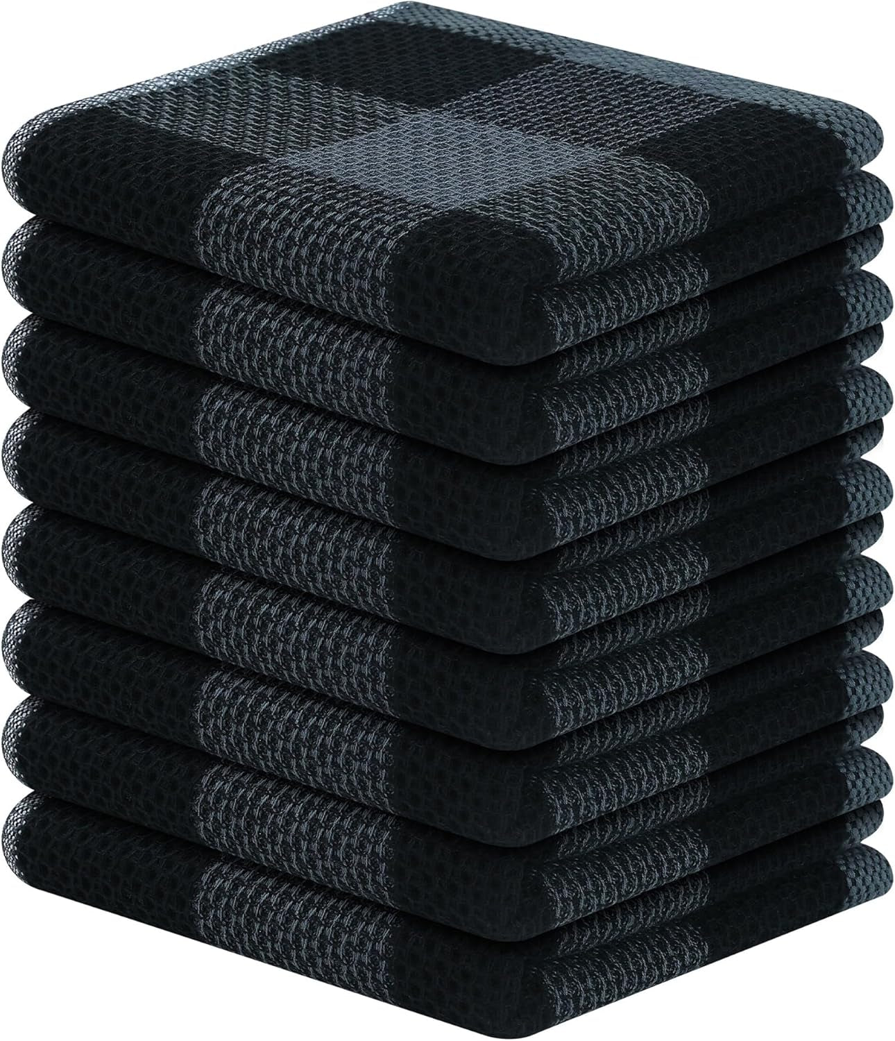 Mordimy Cotton Kitchen Towels | Waffle Weave Dish Cloths | Buffalo Check Kitchen Towels | Super Absorbent Cotton Dish Towels | Durable Soft Kitchen Towels