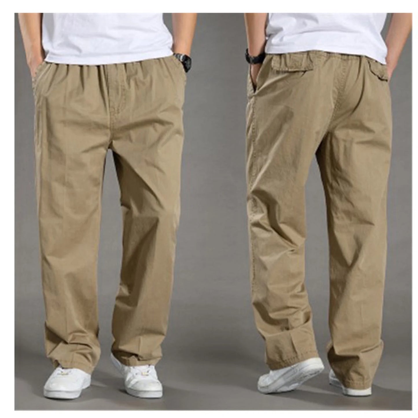 Casual Plus Size Men’s Trousers | Comfortable Stretch Cotton Blend Pants | Relaxed Fit for Everyday & Outdoor Use