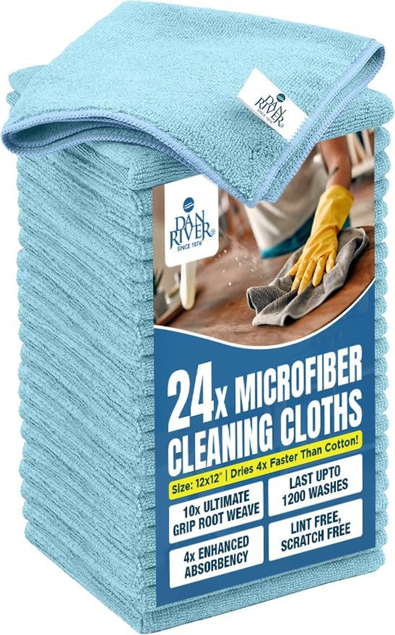 24-Pack Microfiber Towels | Streak-Free Cleaning Towels | Absorbent & Reusable Towels for Home & Car