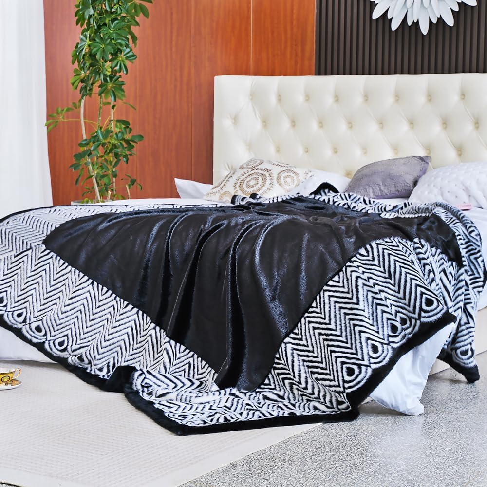 Luxury Sequin Craft Faux Fur Blanket | Soft Plush Faux Fur Throw | Decorative Sequin Blanket | Cozy Luxury Home Blanket | Stylish Faux Fur Throw Blanket