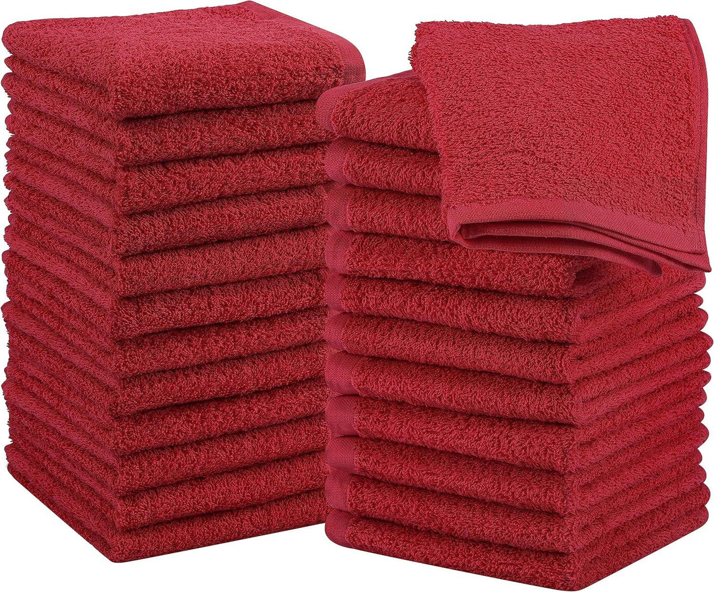 24 Pack Cotton Washcloths – 100% Ring Spun Cotton Face Towels, Soft & Highly Absorbent Flannel Cloths for Bath, Gym, Spa & Kitchen