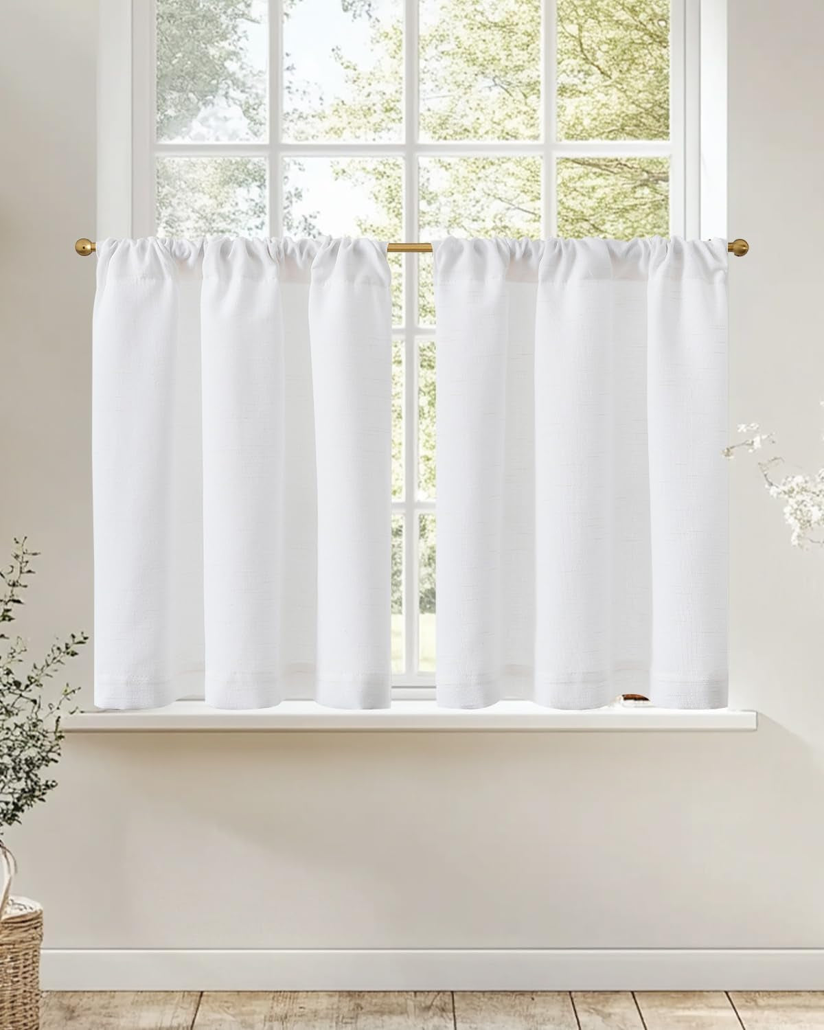 Linen Pinch Pleated Kitchen Curtains