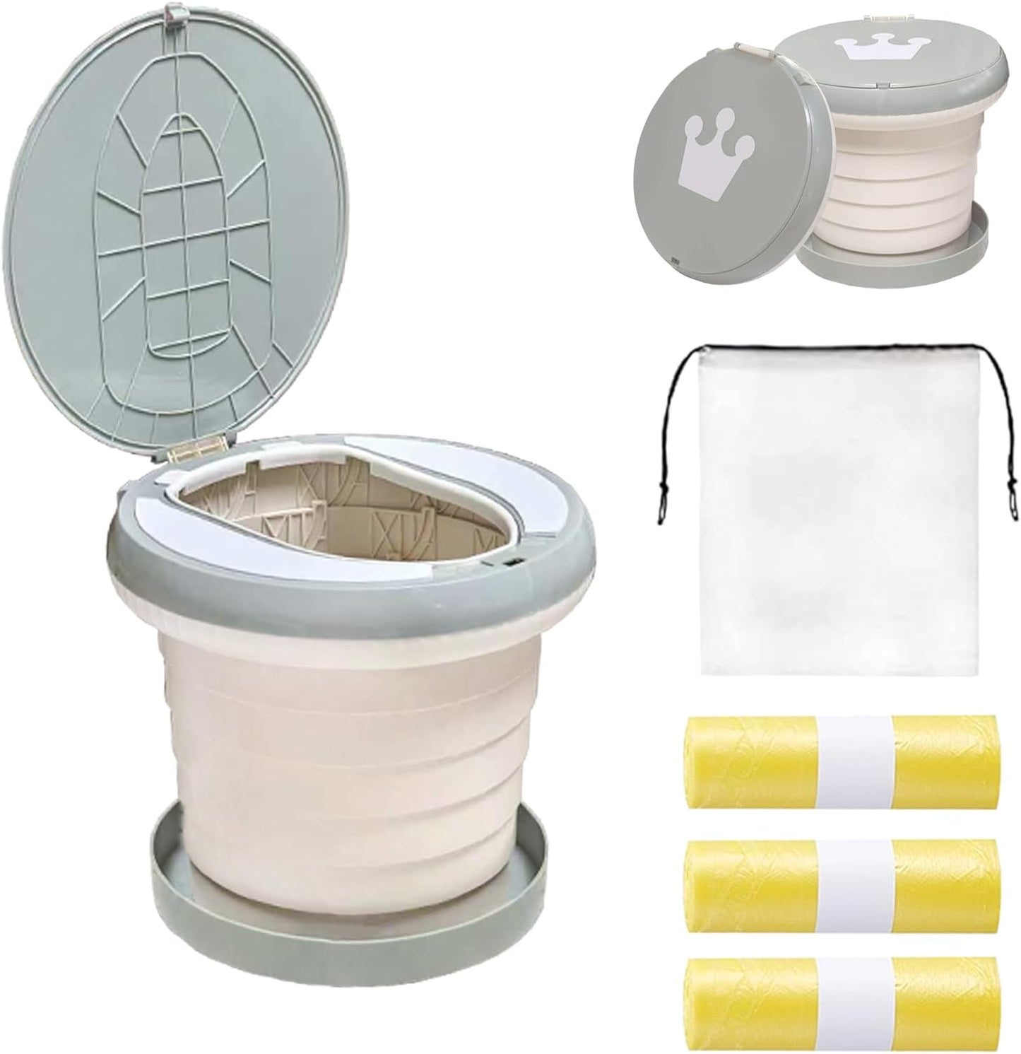 Travel Potty for Toddler, Portable and Foldable Toilet, Apply to Seat Emergency Toilet for Car, Camping, Outdoor, Indoor (grey, pink, small)