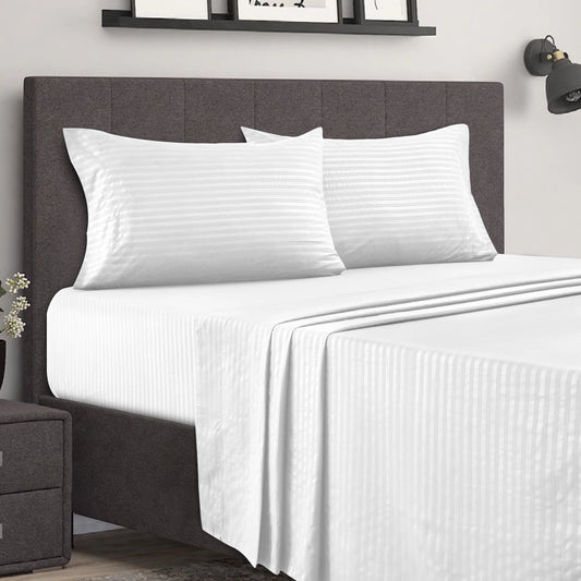 Stripes Bed Sheet Set | Soft & Comfortable Bedding Set | 3-Piece Striped Sheet Set | Stylish Bedroom Bed Linen | Modern Stripes Bed Sheets