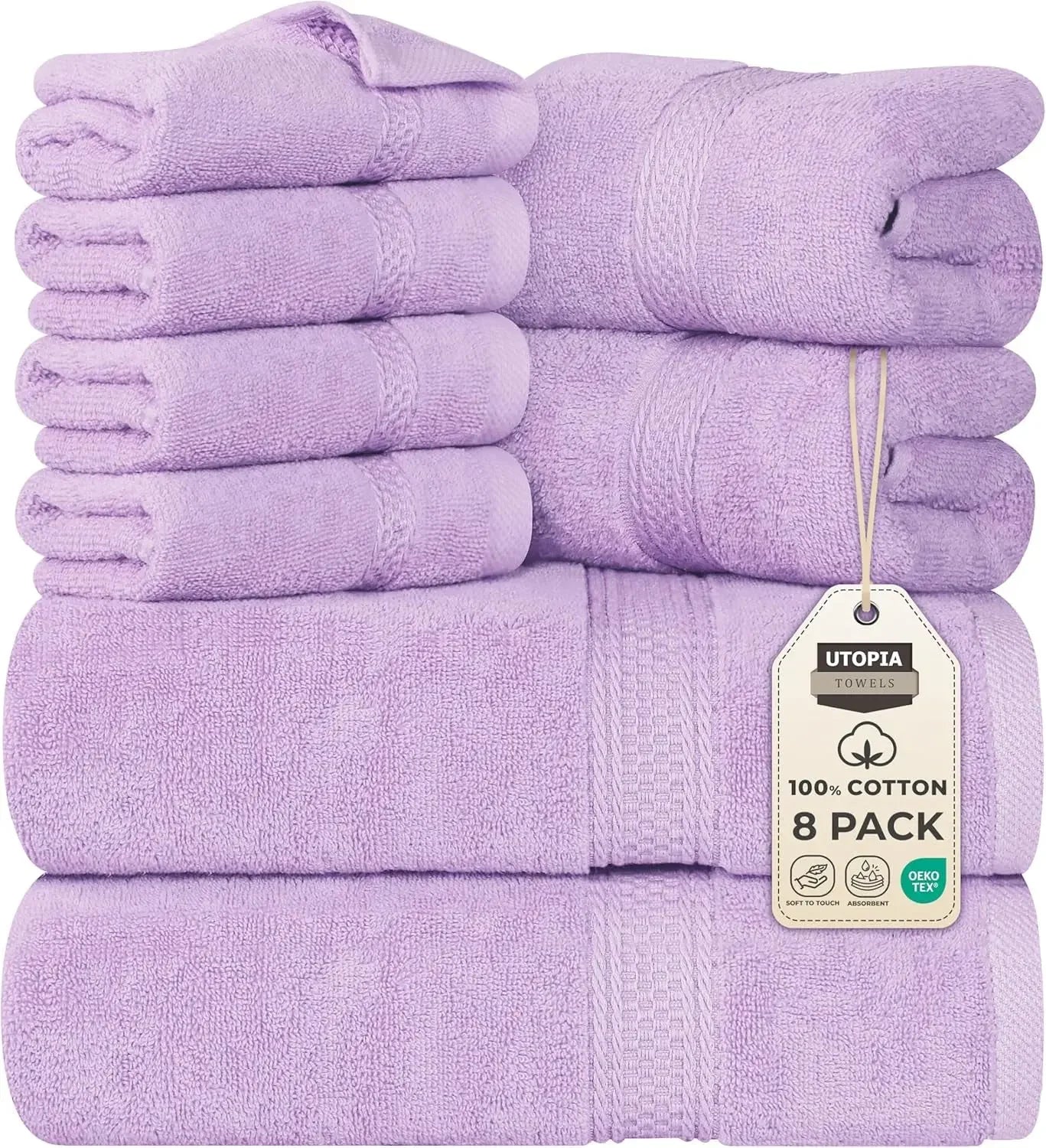 8-Piece Premium Cotton Towel Set – 2 Bath Towels, 2 Hand Towels & 4 Washcloths | 600 GSM Ring Spun Cotton, Soft & Highly Absorbent for Bathroom, Gym, Spa & Hotel