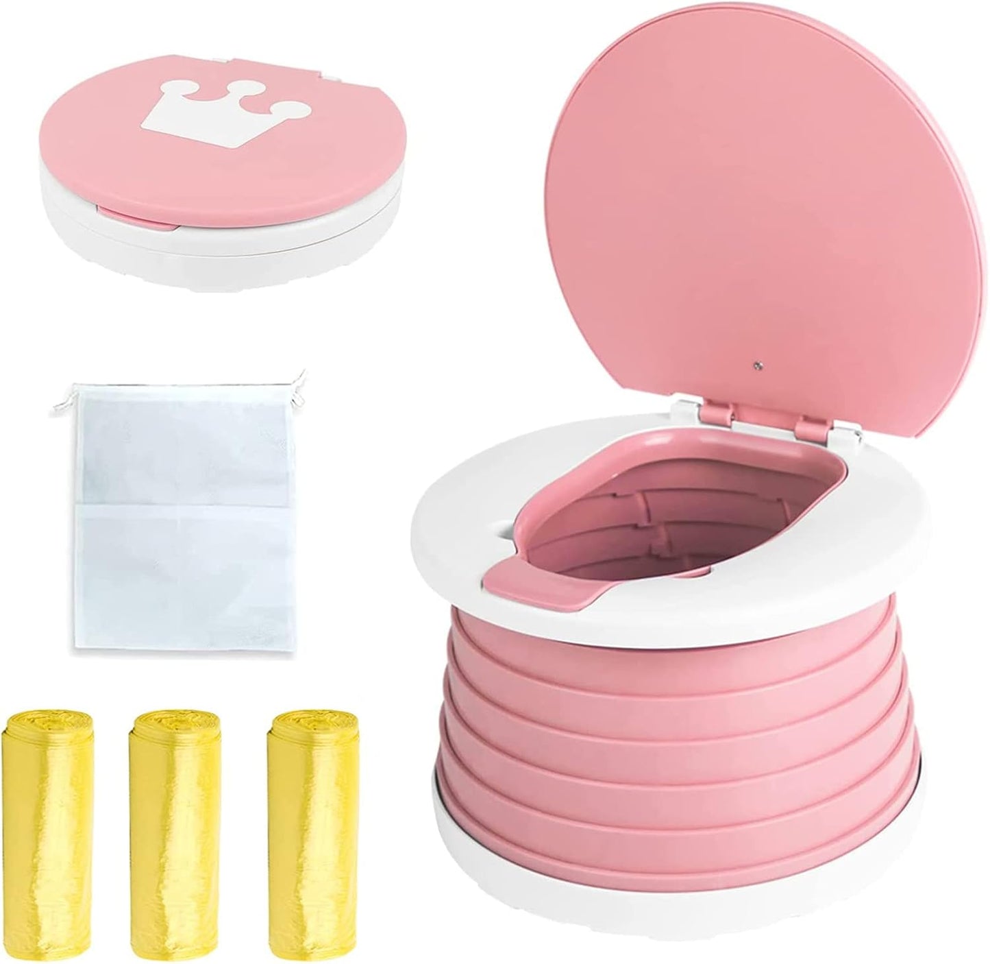 Travel Potty for Toddler, Portable and Foldable Toilet, Apply to Seat Emergency Toilet for Car, Camping, Outdoor, Indoor (grey, pink, small)