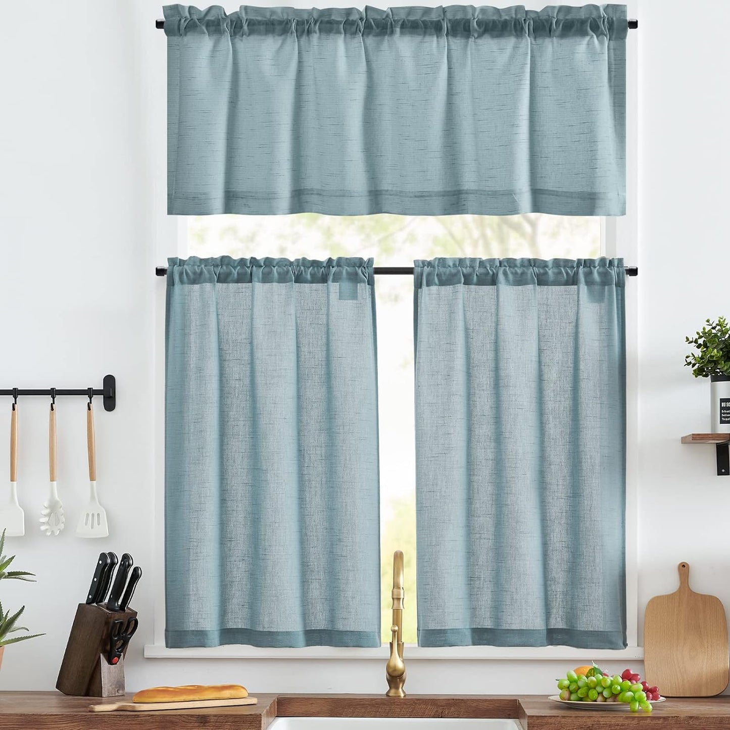 Linen Pinch Pleated Kitchen Curtains