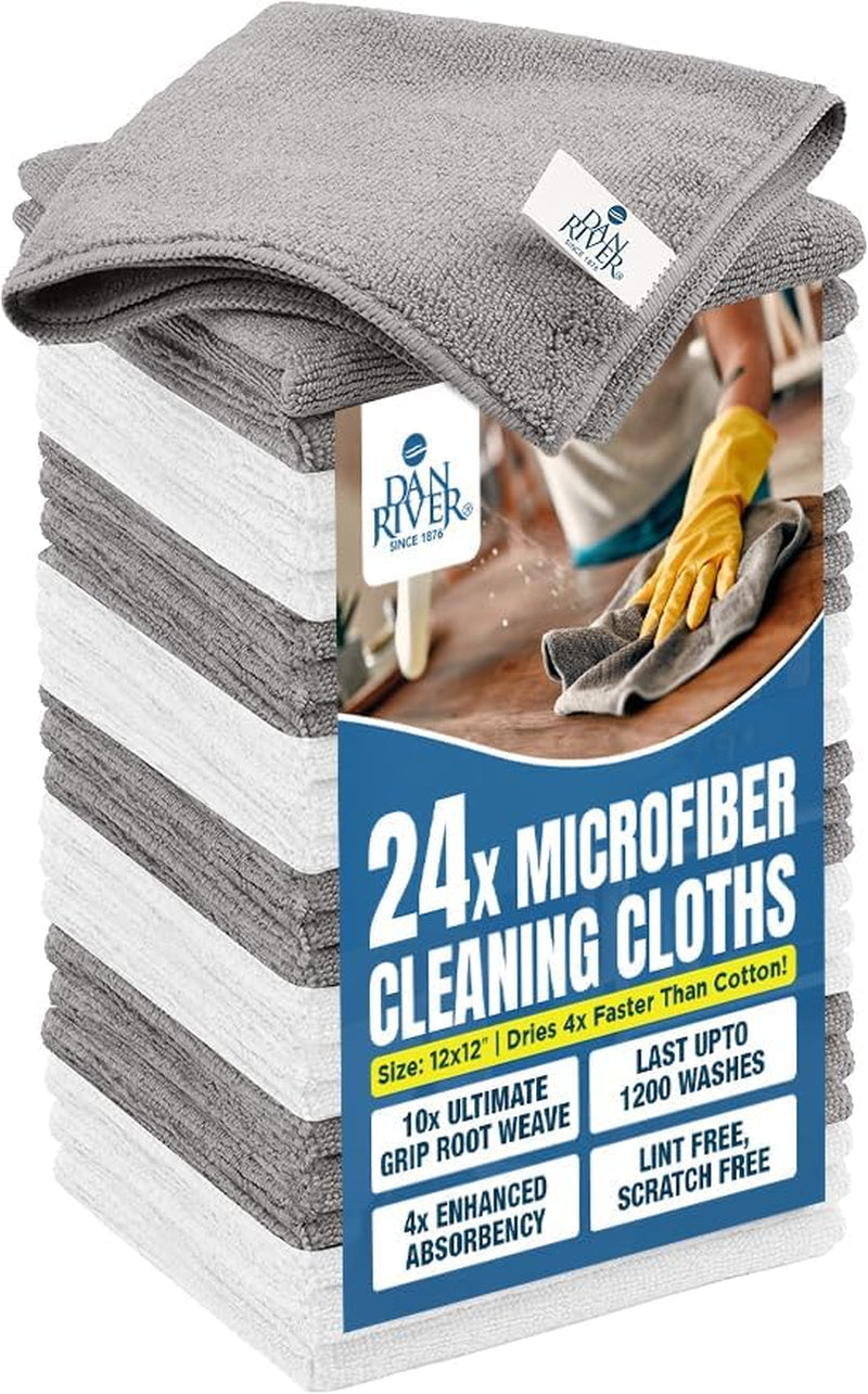 24-Pack Microfiber Towels | Streak-Free Cleaning Towels | Absorbent & Reusable Towels for Home & Car