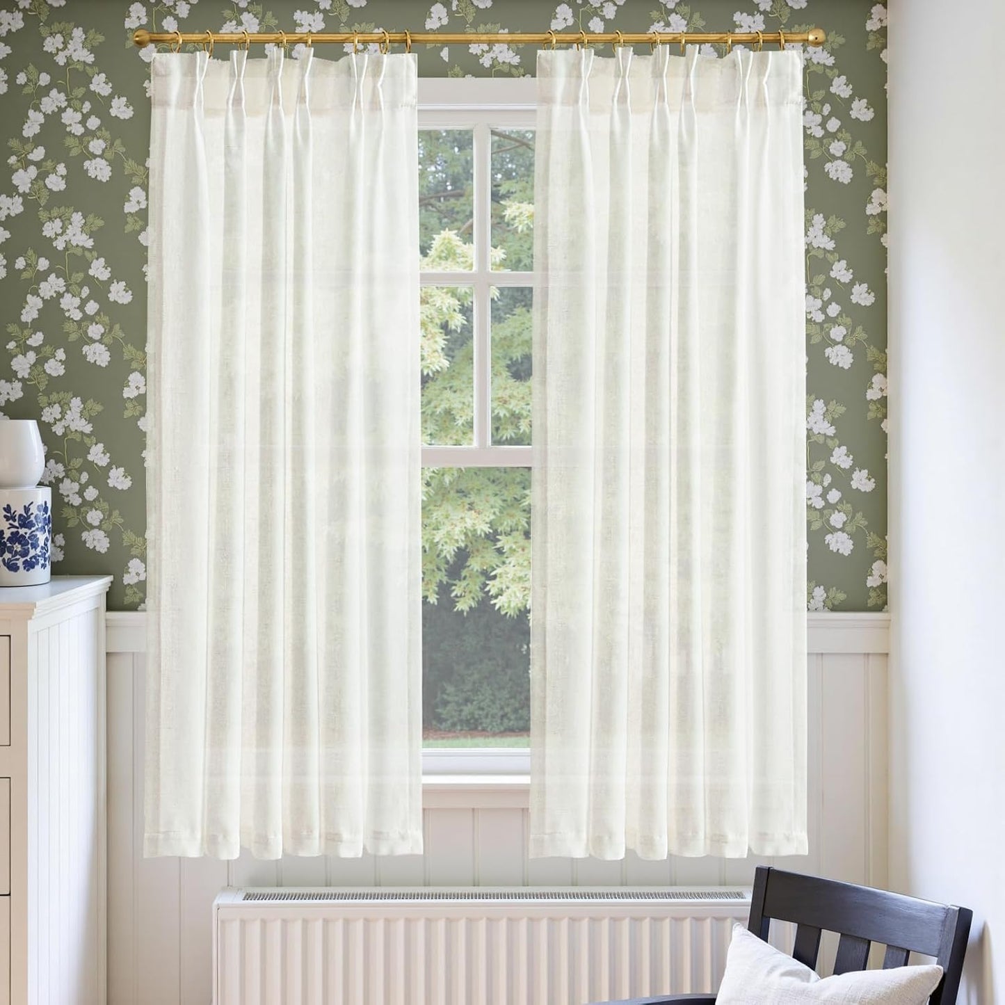 Linen Pinch Pleated Kitchen Curtains