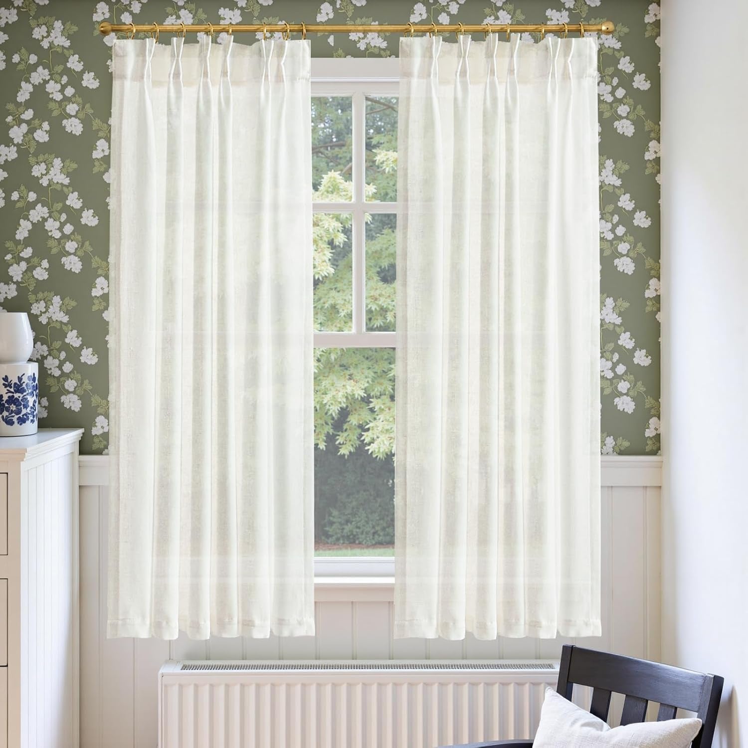 Linen Pinch Pleated Kitchen Curtains