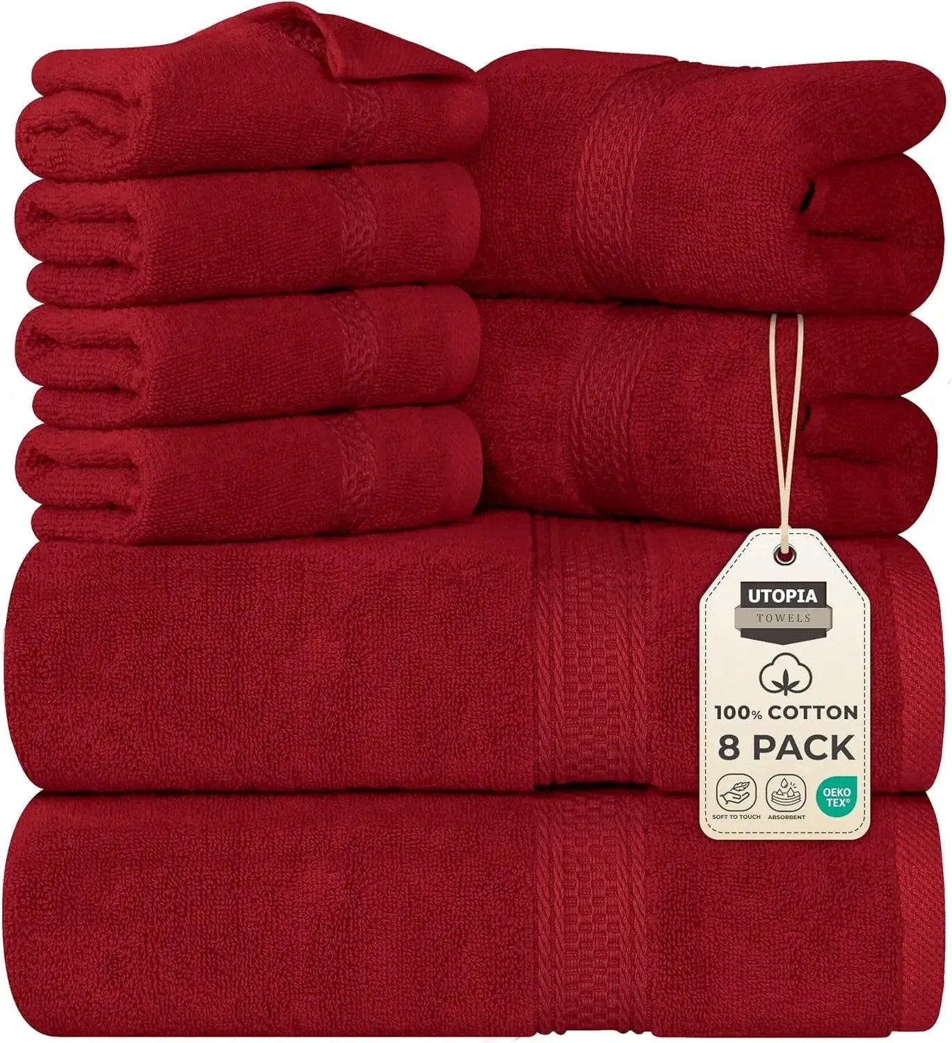 8-Piece Premium Cotton Towel Set – 2 Bath Towels, 2 Hand Towels & 4 Washcloths | 600 GSM Ring Spun Cotton, Soft & Highly Absorbent for Bathroom, Gym, Spa & Hotel