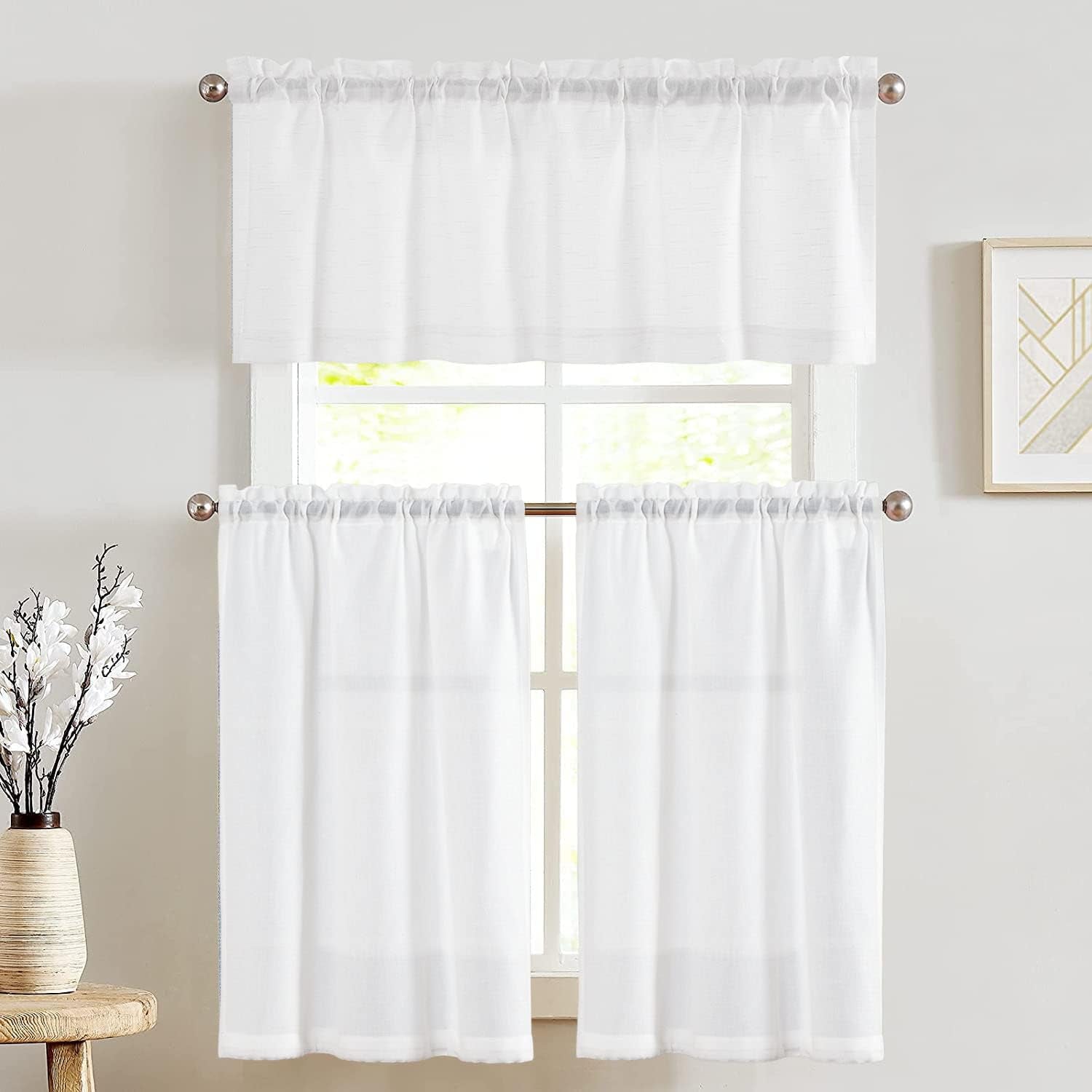 Linen Pinch Pleated Kitchen Curtains