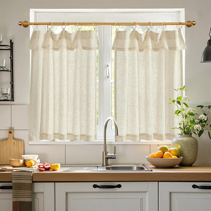 Linen Pinch Pleated Kitchen Curtains