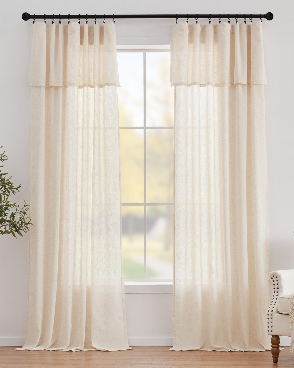 Linen Pinch Pleated Kitchen Curtains