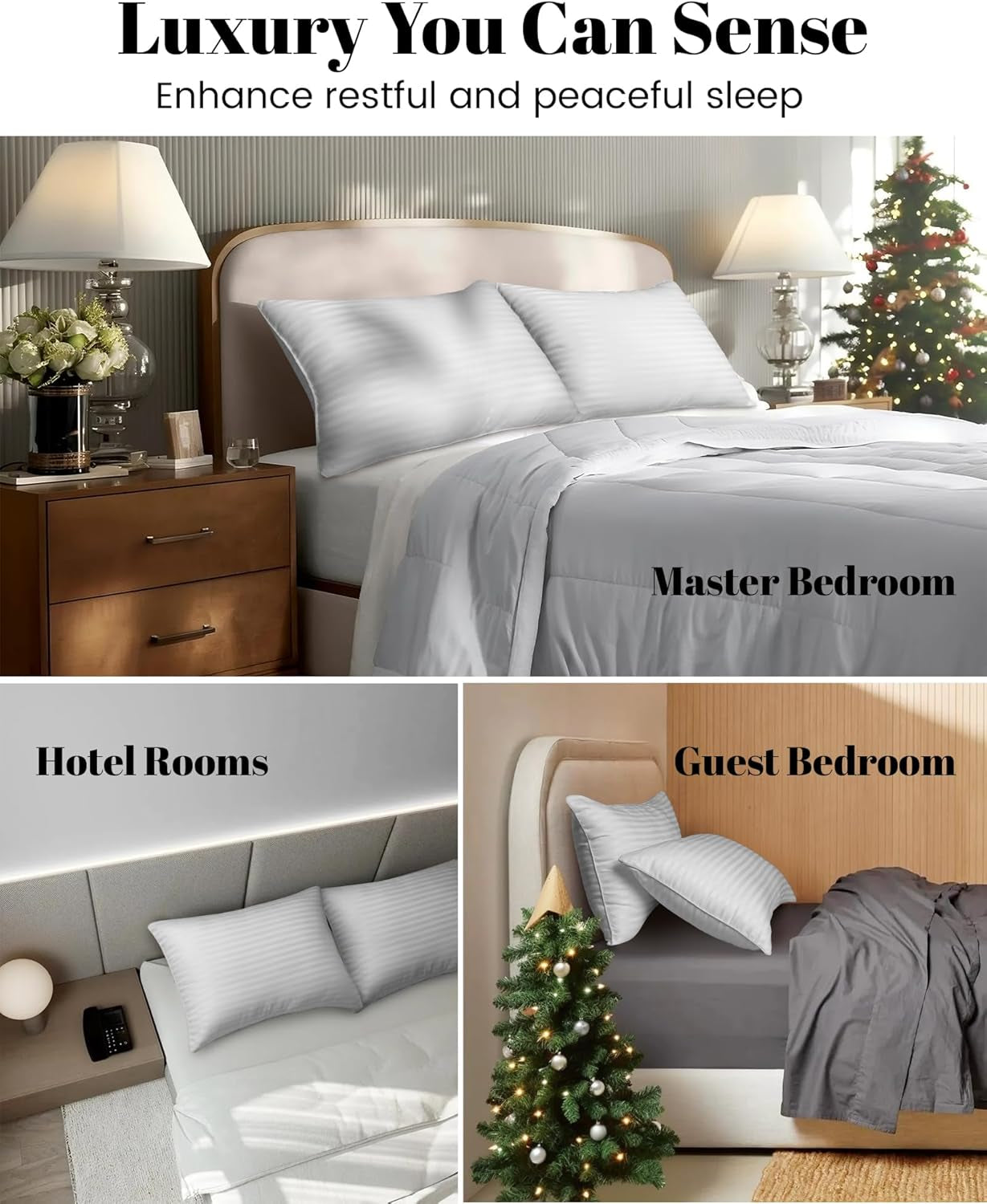 Bed Pillows for Sleeping | Soft & Supportive Sleeping Pillows | Comfortable Bed Pillows | Hypoallergenic Sleeping Pillows | Luxury Sleep Pillows