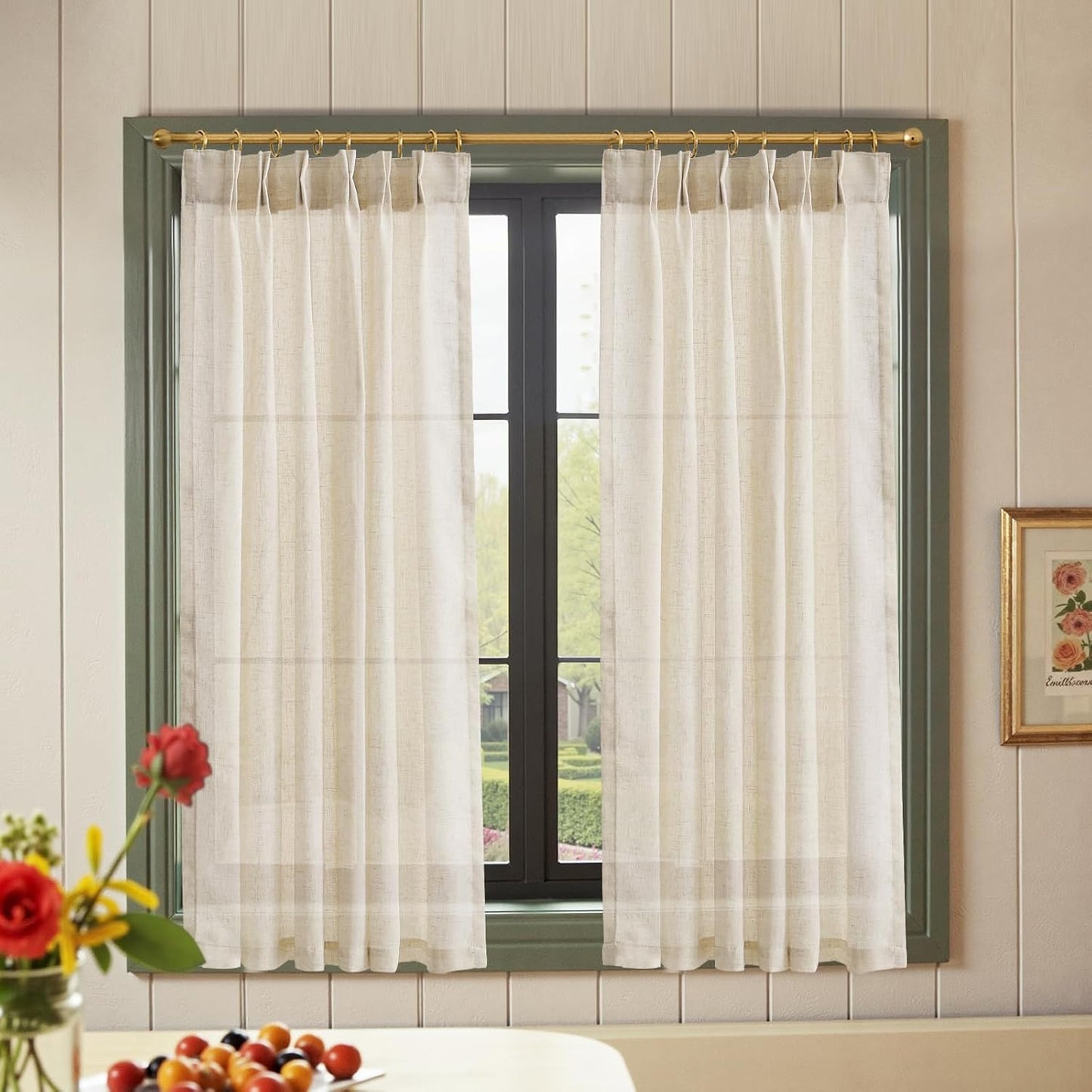 Linen Pinch Pleated Kitchen Curtains