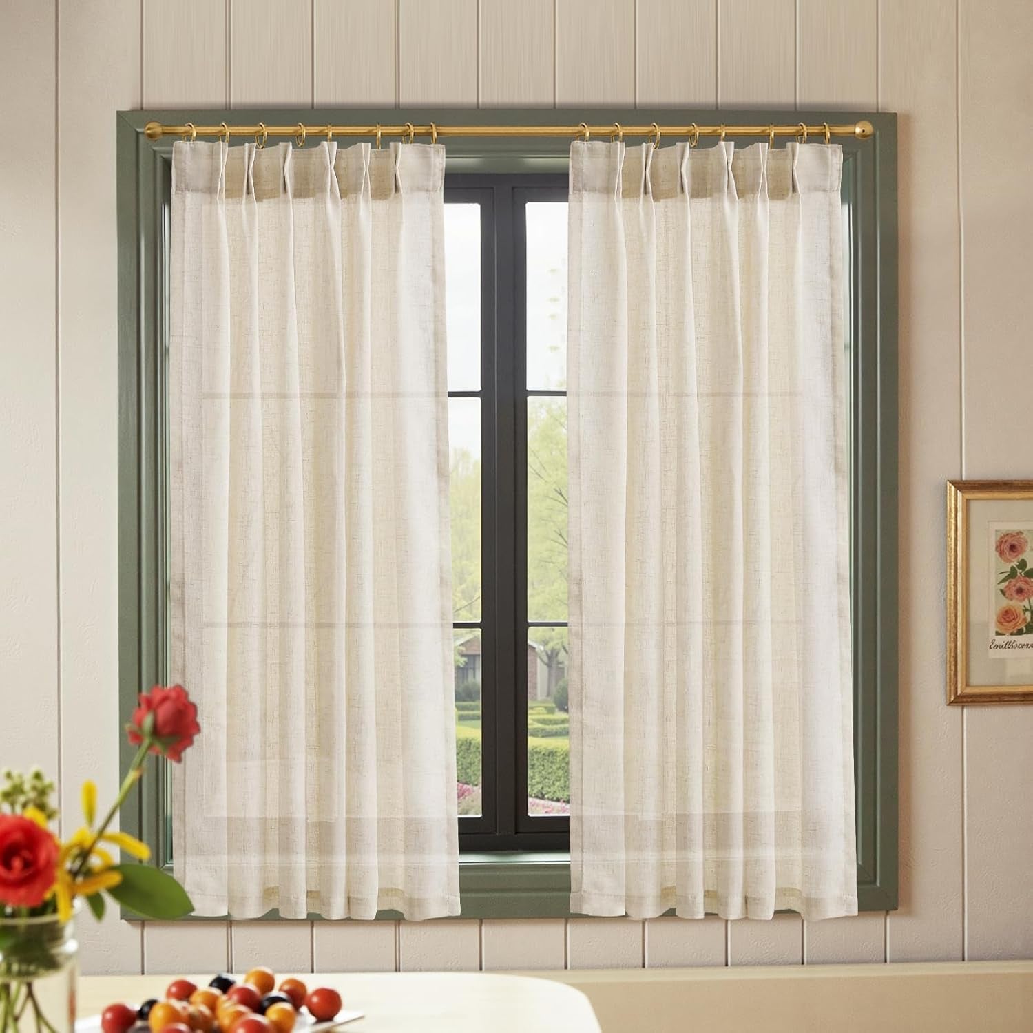 Linen Pinch Pleated Kitchen Curtains