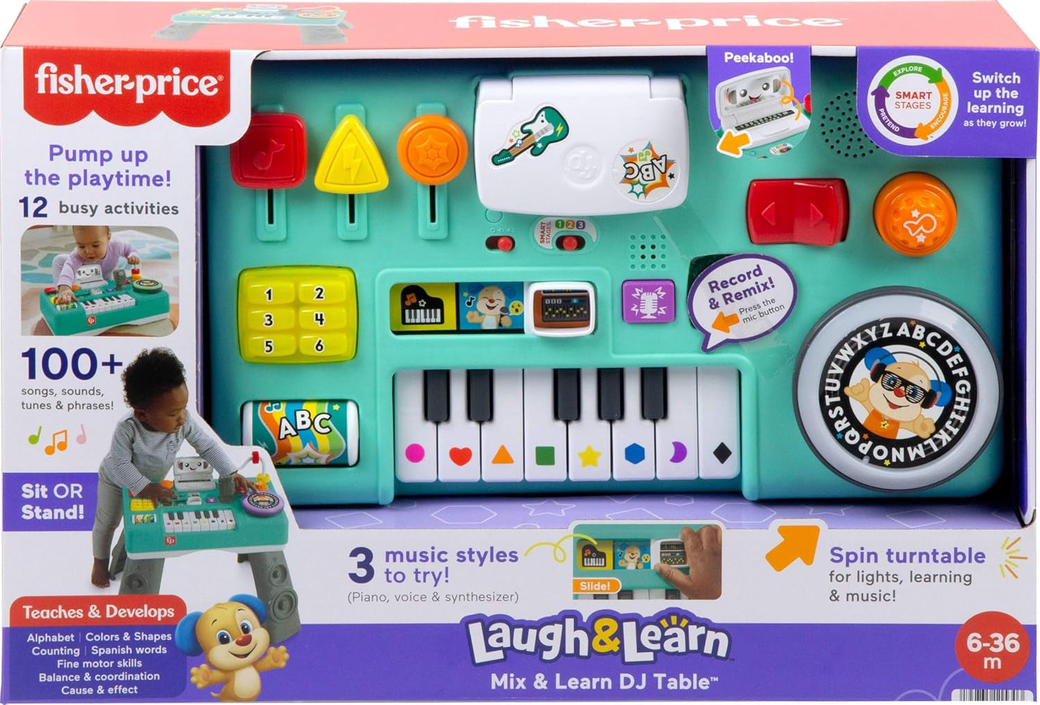 Fisher-Price Baby & Toddler Toy Laugh & Learn DJ Table, Educational Musical Activity Center for Developmental Play Infants Ages 6+ Months