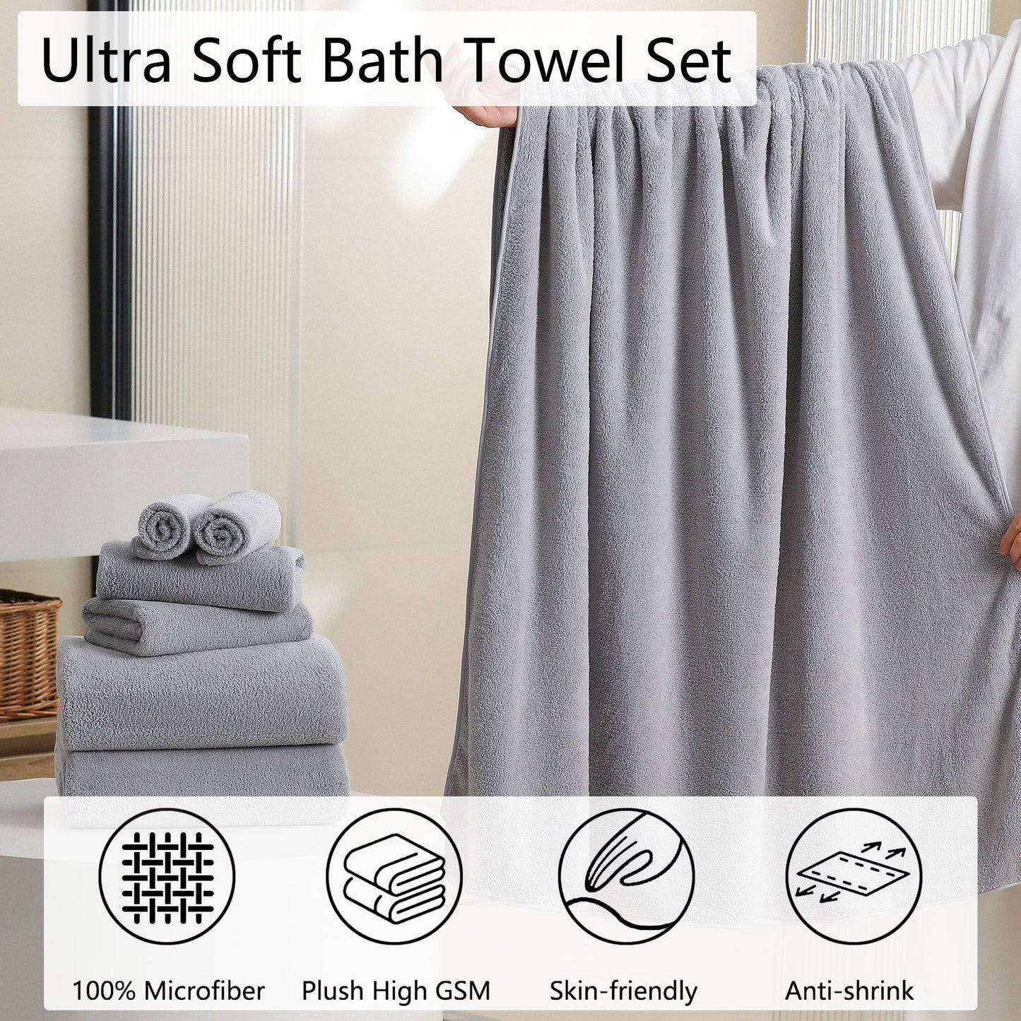 4 Pack Oversized Bath Towels