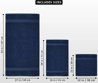 8-Piece Premium Cotton Towel Set – 2 Bath Towels, 2 Hand Towels & 4 Washcloths | 600 GSM Ring Spun Cotton, Soft & Highly Absorbent for Bathroom, Gym, Spa & Hotel