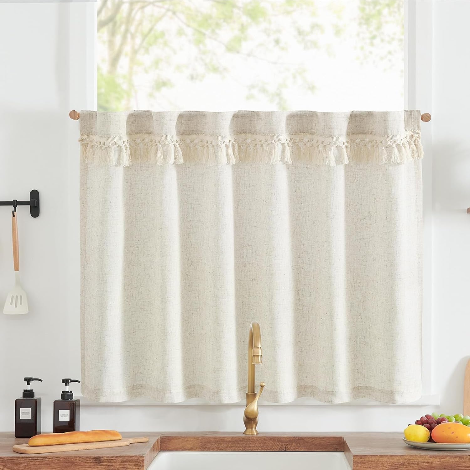 Linen Pinch Pleated Kitchen Curtains