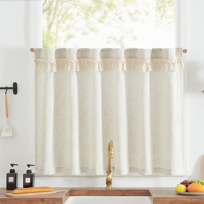 Linen Pinch Pleated Kitchen Curtains