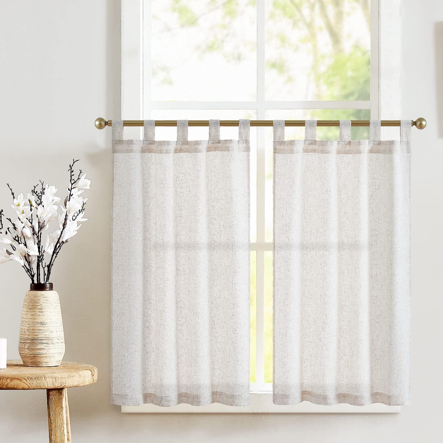 Linen Pinch Pleated Kitchen Curtains