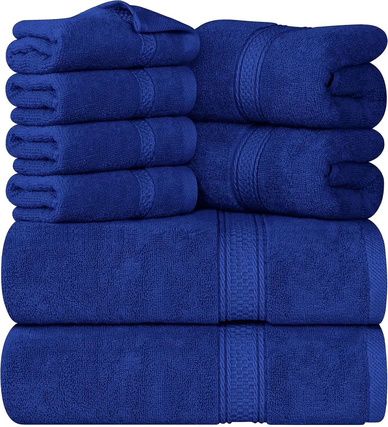 8-Piece Premium Cotton Towel Set – 2 Bath Towels, 2 Hand Towels & 4 Washcloths | 600 GSM Ring Spun Cotton, Soft & Highly Absorbent for Bathroom, Gym, Spa & Hotel