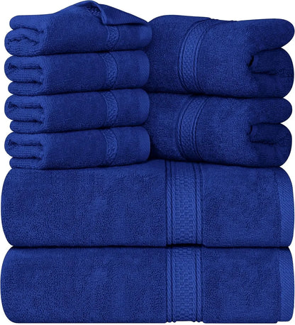 8-Piece Premium Cotton Towel Set – 2 Bath Towels, 2 Hand Towels & 4 Washcloths | 600 GSM Ring Spun Cotton, Soft & Highly Absorbent for Bathroom, Gym, Spa & Hotel