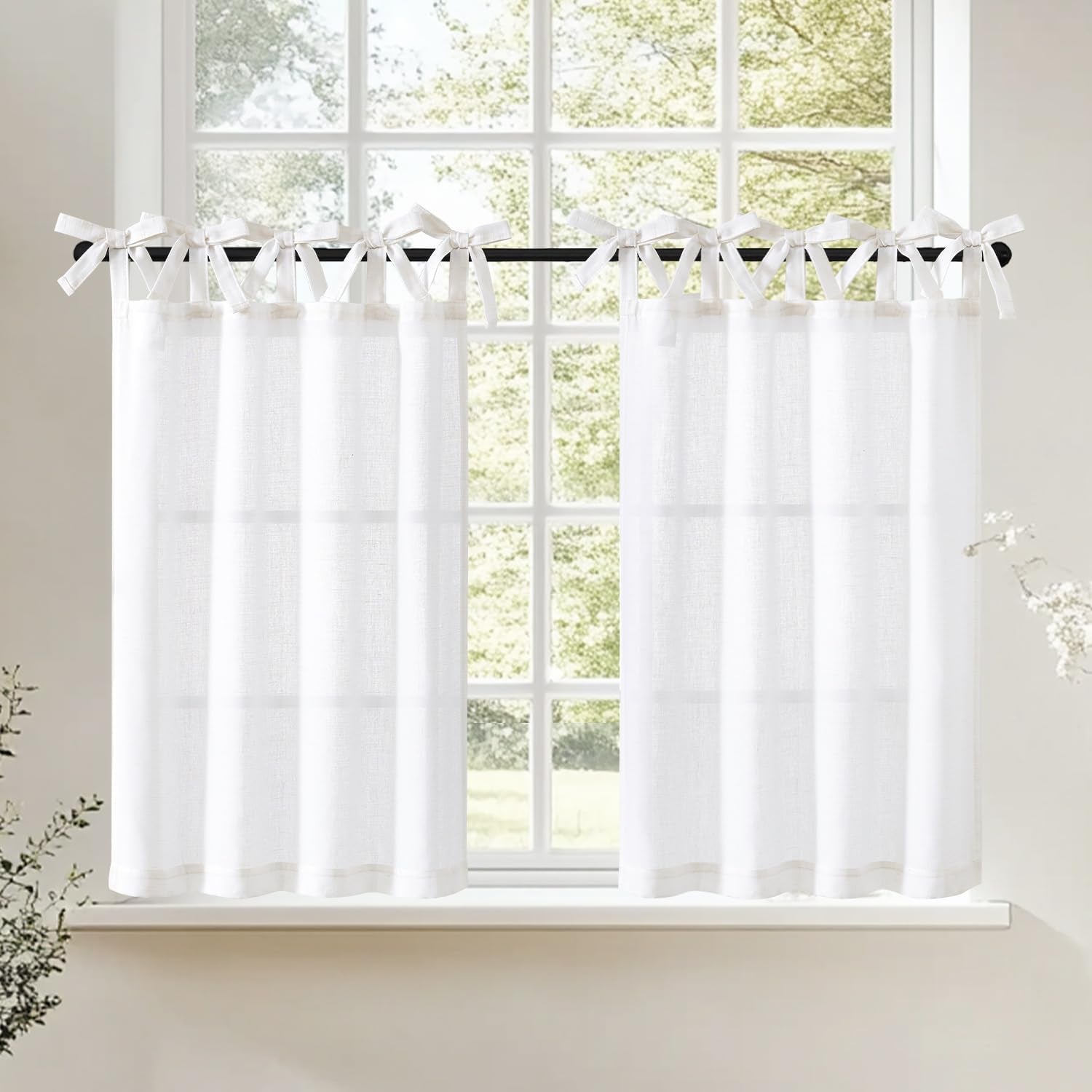 Linen Pinch Pleated Kitchen Curtains
