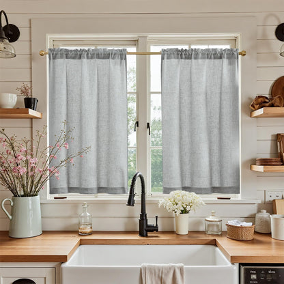 Linen Pinch Pleated Kitchen Curtains