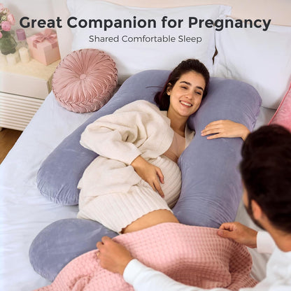 Pregnancy Pillows for Sleeping, U Shaped Full Body Maternity Pillow with Removable Cover - Support for Back, Legs, Belly, HIPS for Pregnant Women, 57 Inch Pregnancy Pillow for Women, Grey