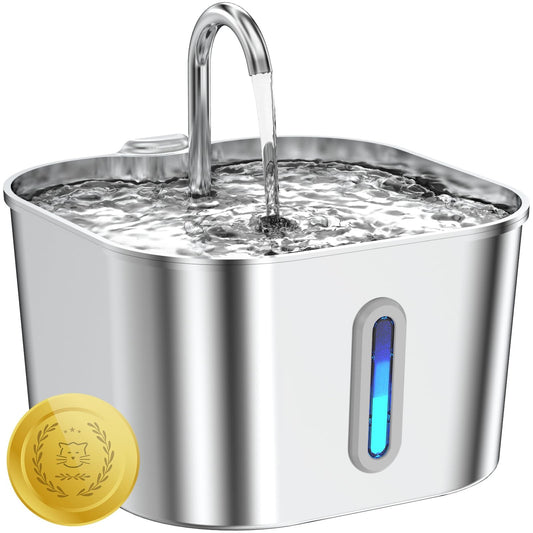 Stainless Steel Pet Water Fountain | Continuous Fresh Water for Pets | Large Capacity 2.2L / 74oz