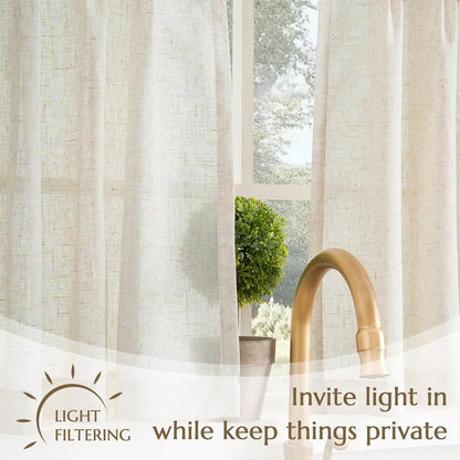 Linen Pinch Pleated Kitchen Curtains