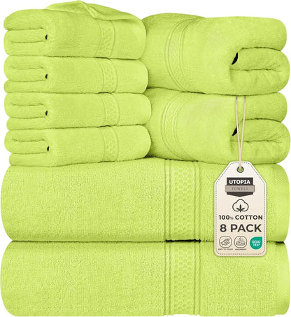 8-Piece Premium Cotton Towel Set – 2 Bath Towels, 2 Hand Towels & 4 Washcloths | 600 GSM Ring Spun Cotton, Soft & Highly Absorbent for Bathroom, Gym, Spa & Hotel