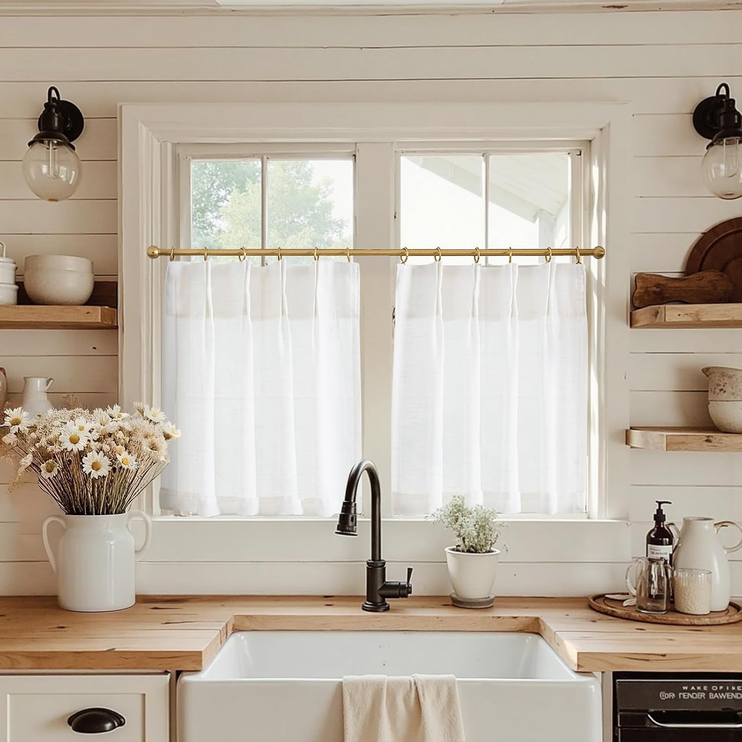 Linen Pinch Pleated Kitchen Curtains