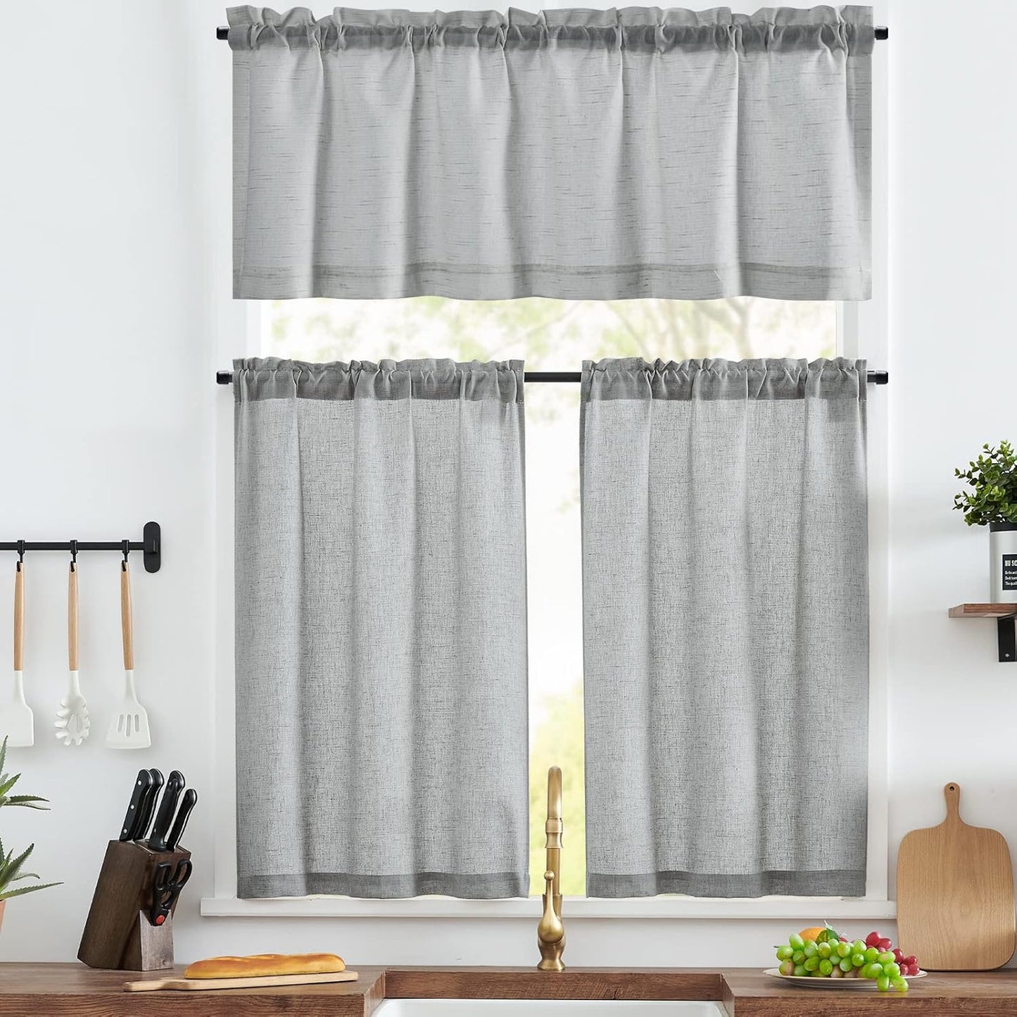 Linen Pinch Pleated Kitchen Curtains