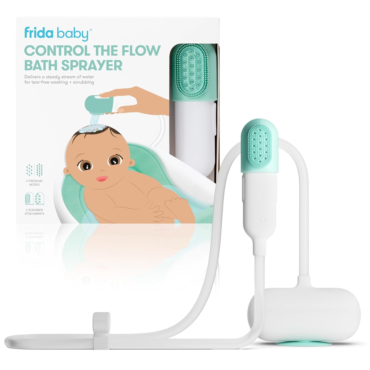 Frida Baby Control The Flow Bath Rinse Cup, Tear Free Rinser to Wash Hair and Body with Easy Grip Handle and Removable Rain Shower, Made in USA