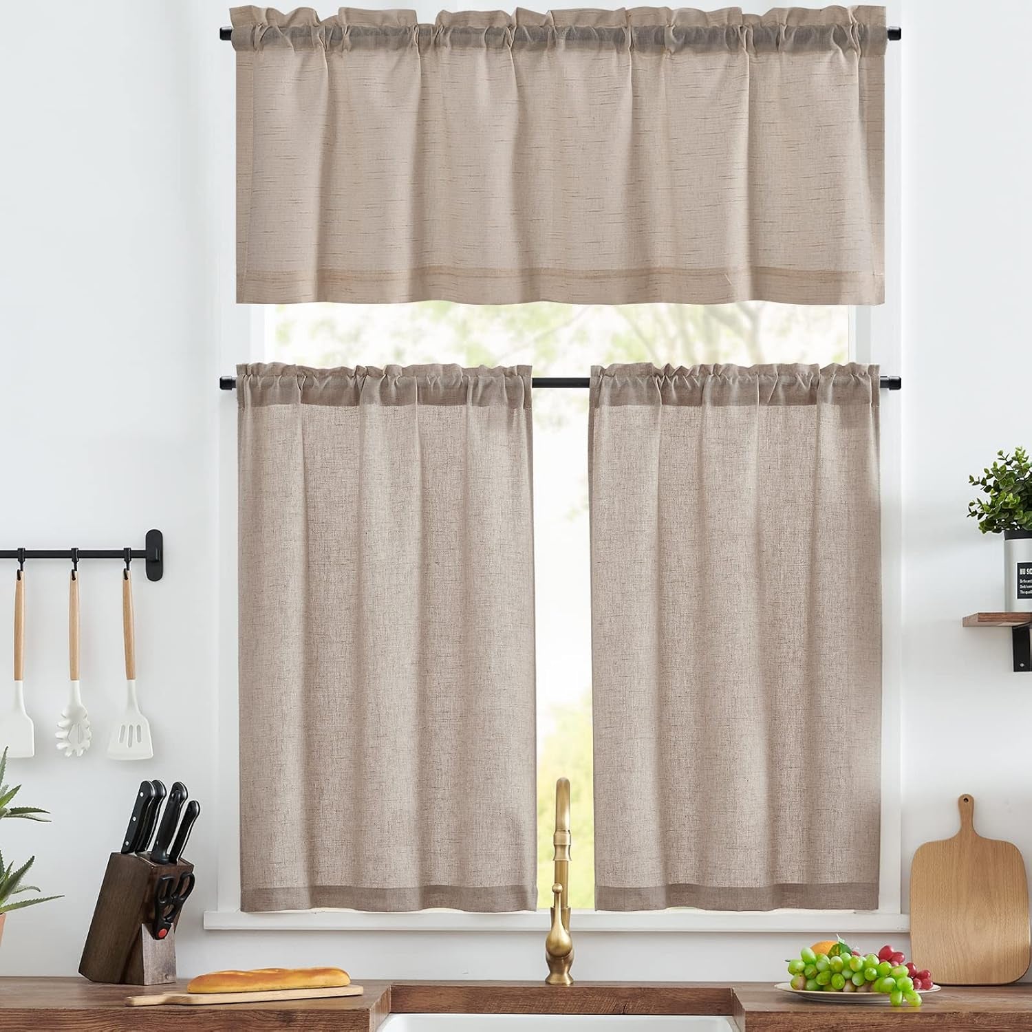 Linen Pinch Pleated Kitchen Curtains