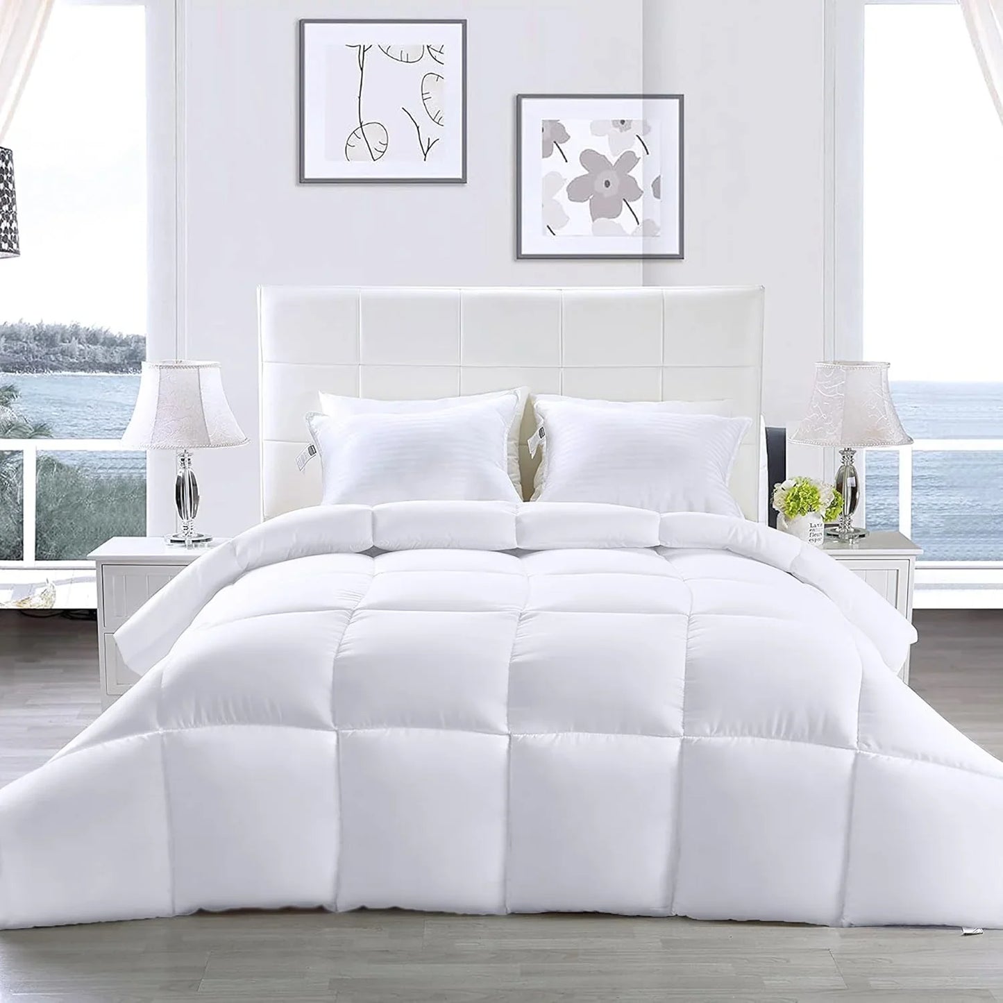 Down Alternative Comforter – All Season Duvet Insert with Corner Tabs, Soft Box Stitched Bed Comforter, Machine Washable (Twin, Full, Queen, King, California King, White)