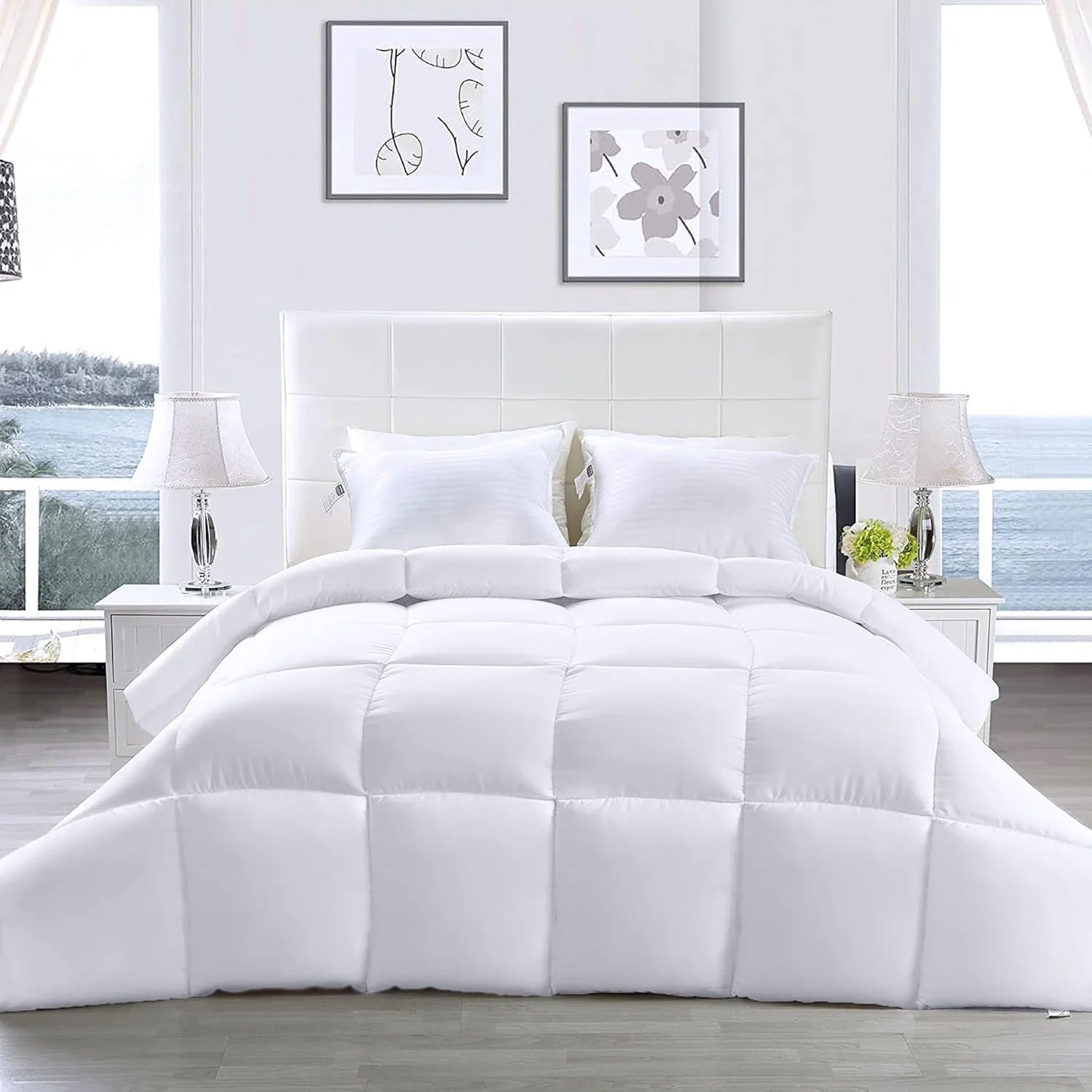 Down Alternative Comforter – All Season Duvet Insert with Corner Tabs, Soft Box Stitched Bed Comforter, Machine Washable (Twin, Full, Queen, King, California King, White)