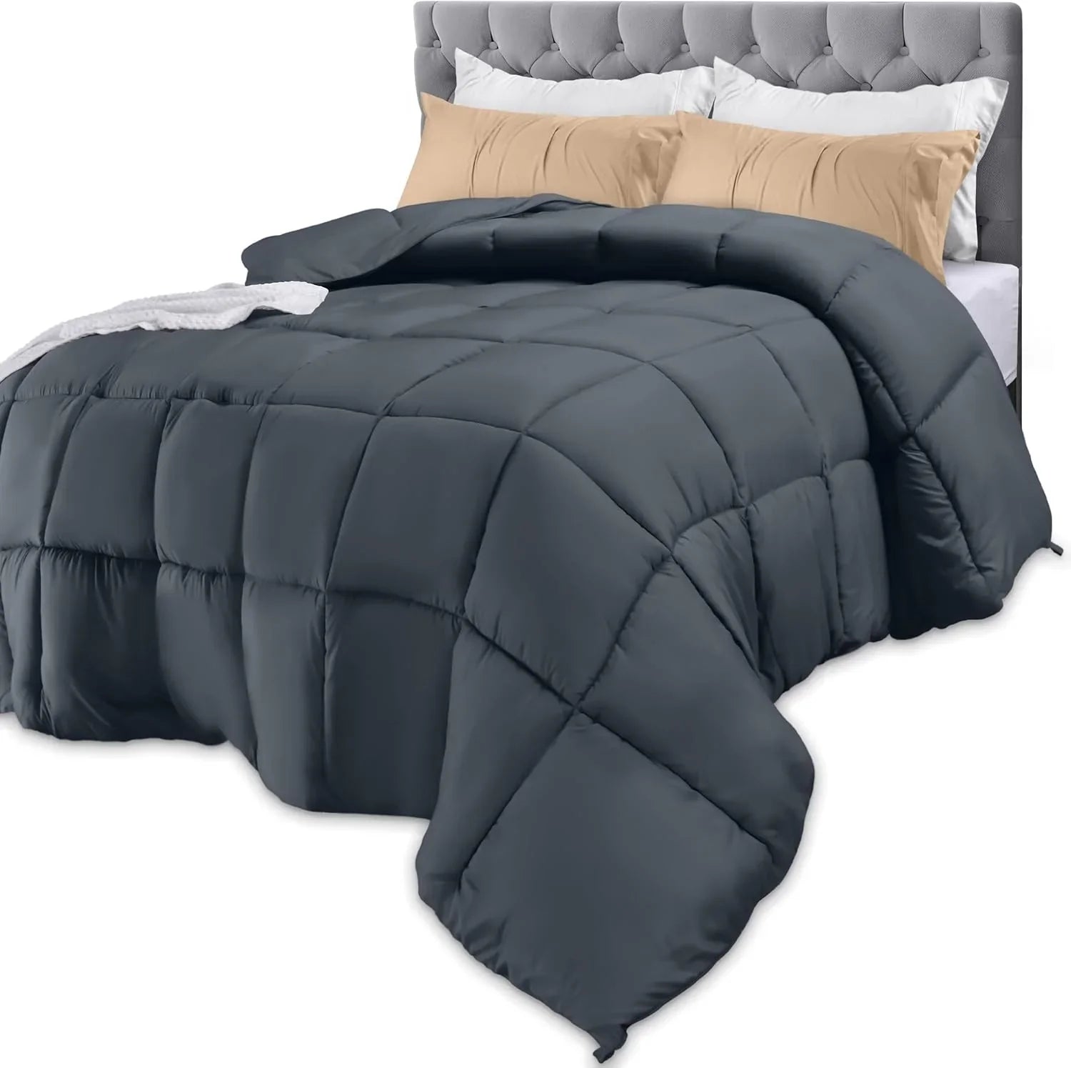 Down Alternative Comforter – All Season Duvet Insert with Corner Tabs, Soft Box Stitched Bed Comforter, Machine Washable (Twin, Full, Queen, King, California King, White)