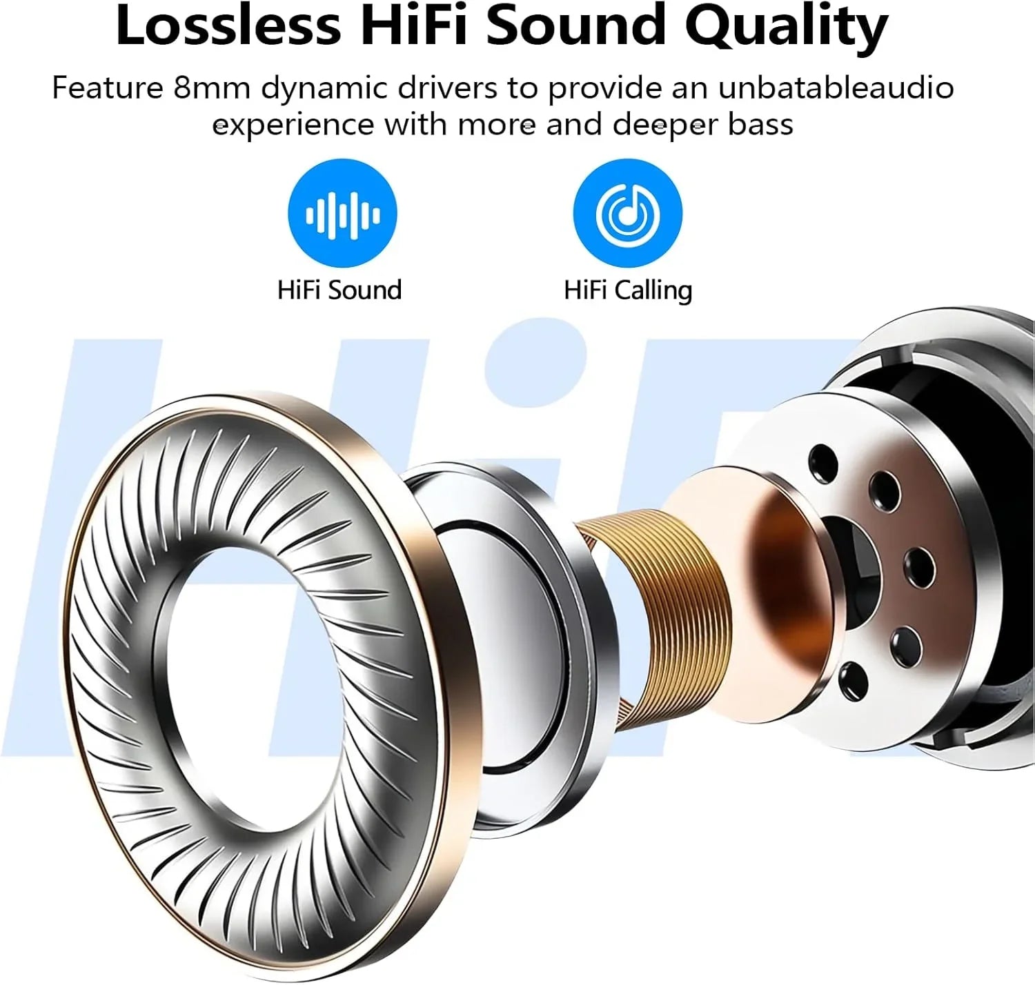 Wireless Earbuds Bluetooth 5.3 – In-Ear Headphones with Deep Bass, Built-in Mics, Noise Cancelling, Lightweight Earphones for Sports, Workout & Clear Calls