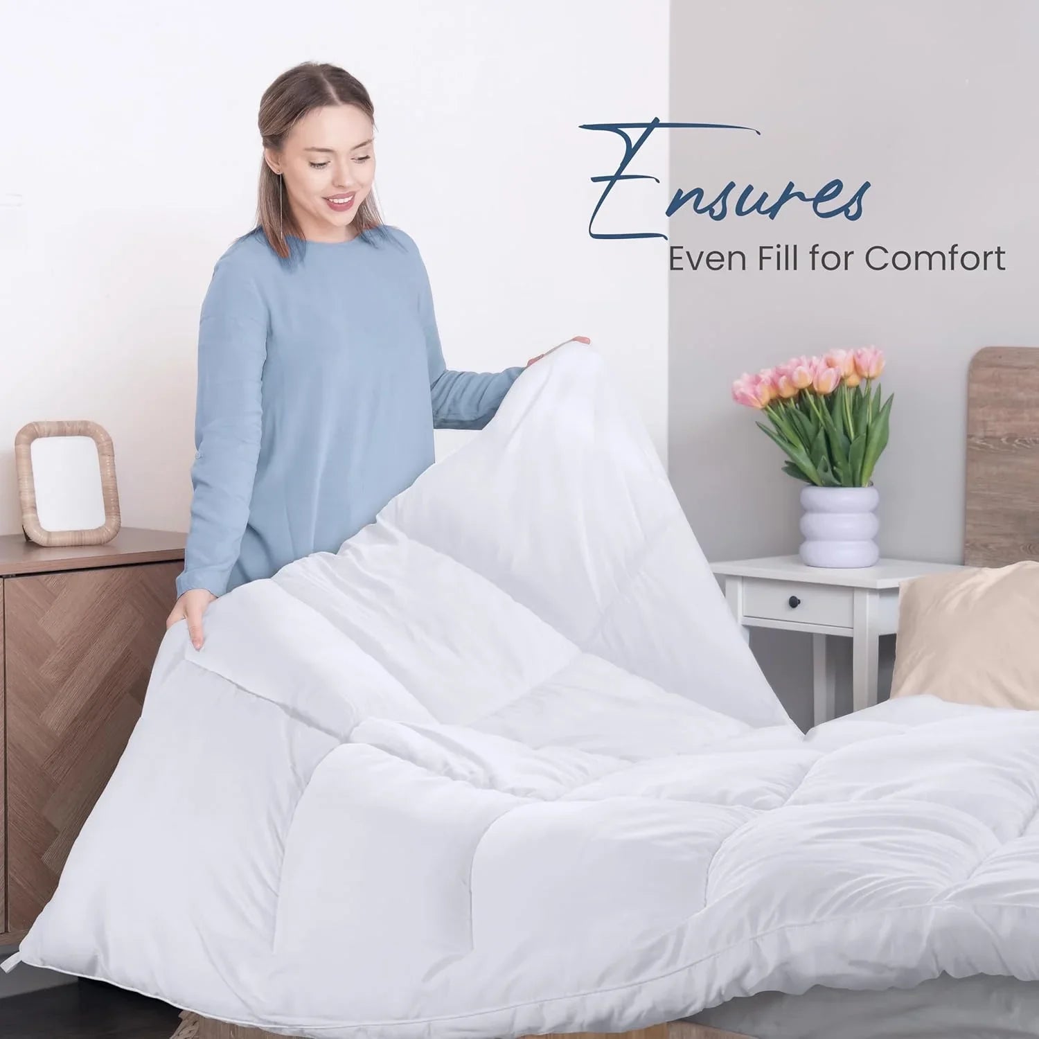 Down Alternative Comforter – All Season Duvet Insert with Corner Tabs, Soft Box Stitched Bed Comforter, Machine Washable (Twin, Full, Queen, King, California King, White)