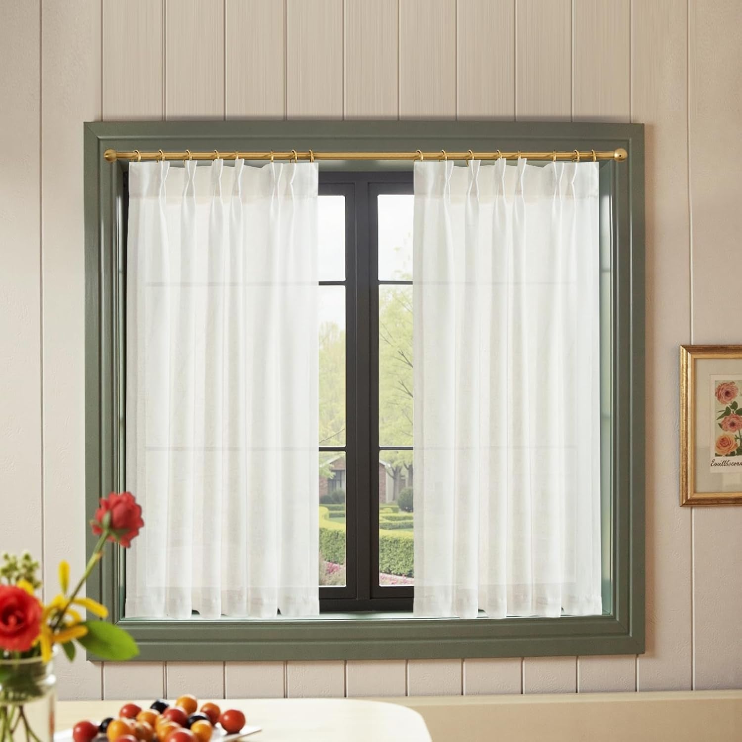 Linen Pinch Pleated Kitchen Curtains