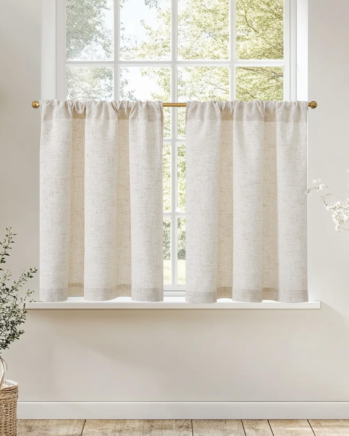 Linen Pinch Pleated Kitchen Curtains