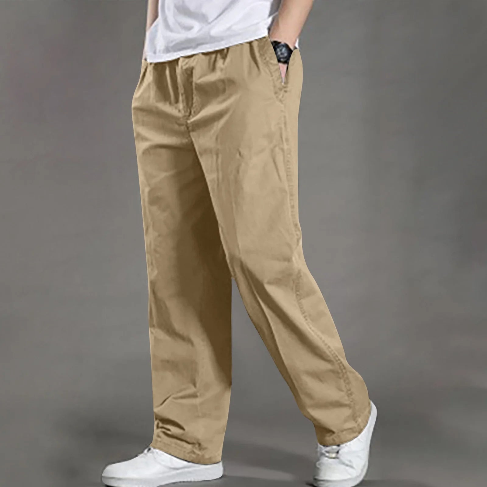 Casual Plus Size Men’s Trousers | Comfortable Stretch Cotton Blend Pants | Relaxed Fit for Everyday & Outdoor Use
