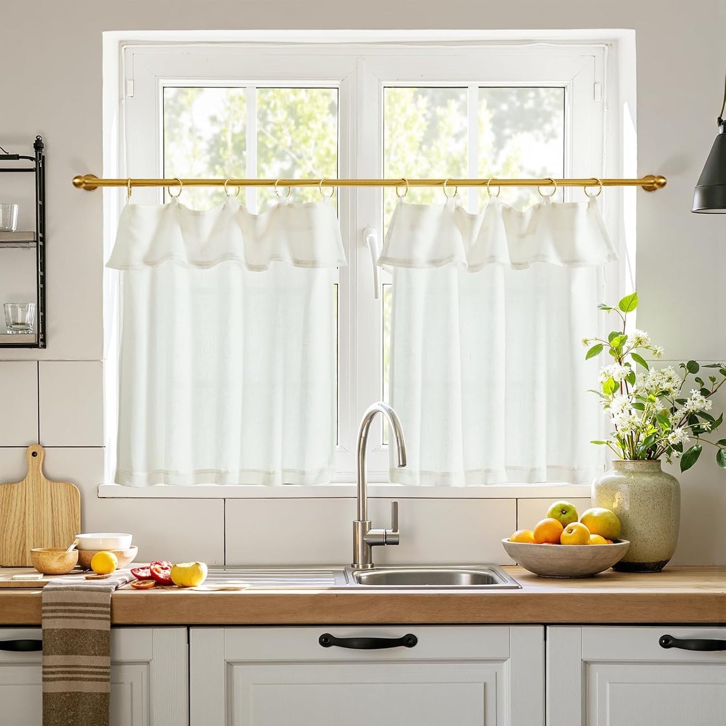 Linen Pinch Pleated Kitchen Curtains