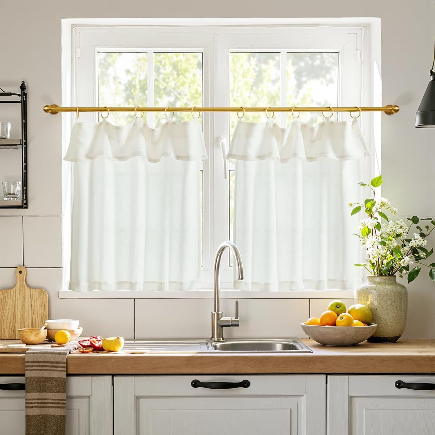 Linen Pinch Pleated Kitchen Curtains