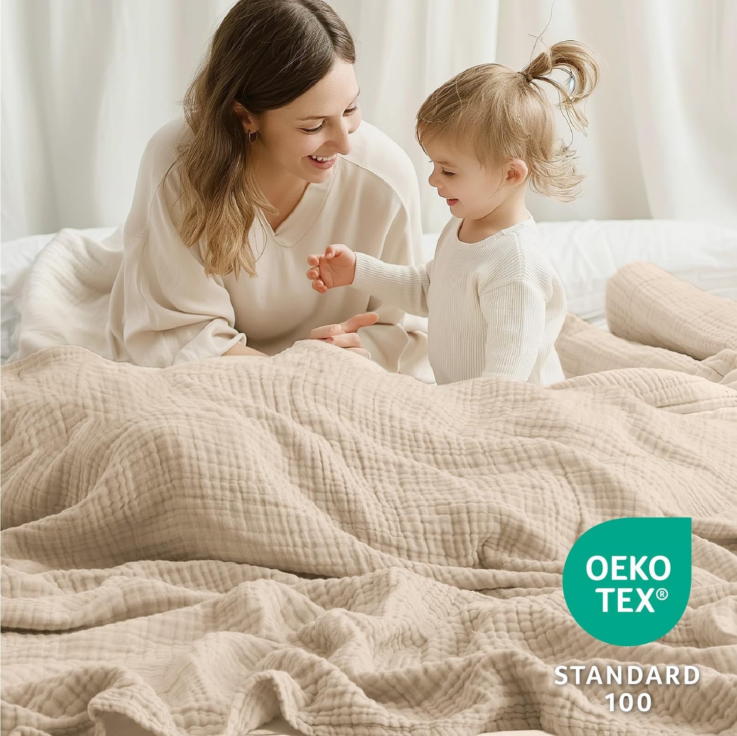 100% Cotton Muslin Blanket | Soft Breathable Baby Blanket | Lightweight Cotton Throw | Cozy Muslin Bedding | Natural Cotton Swaddle Blanket